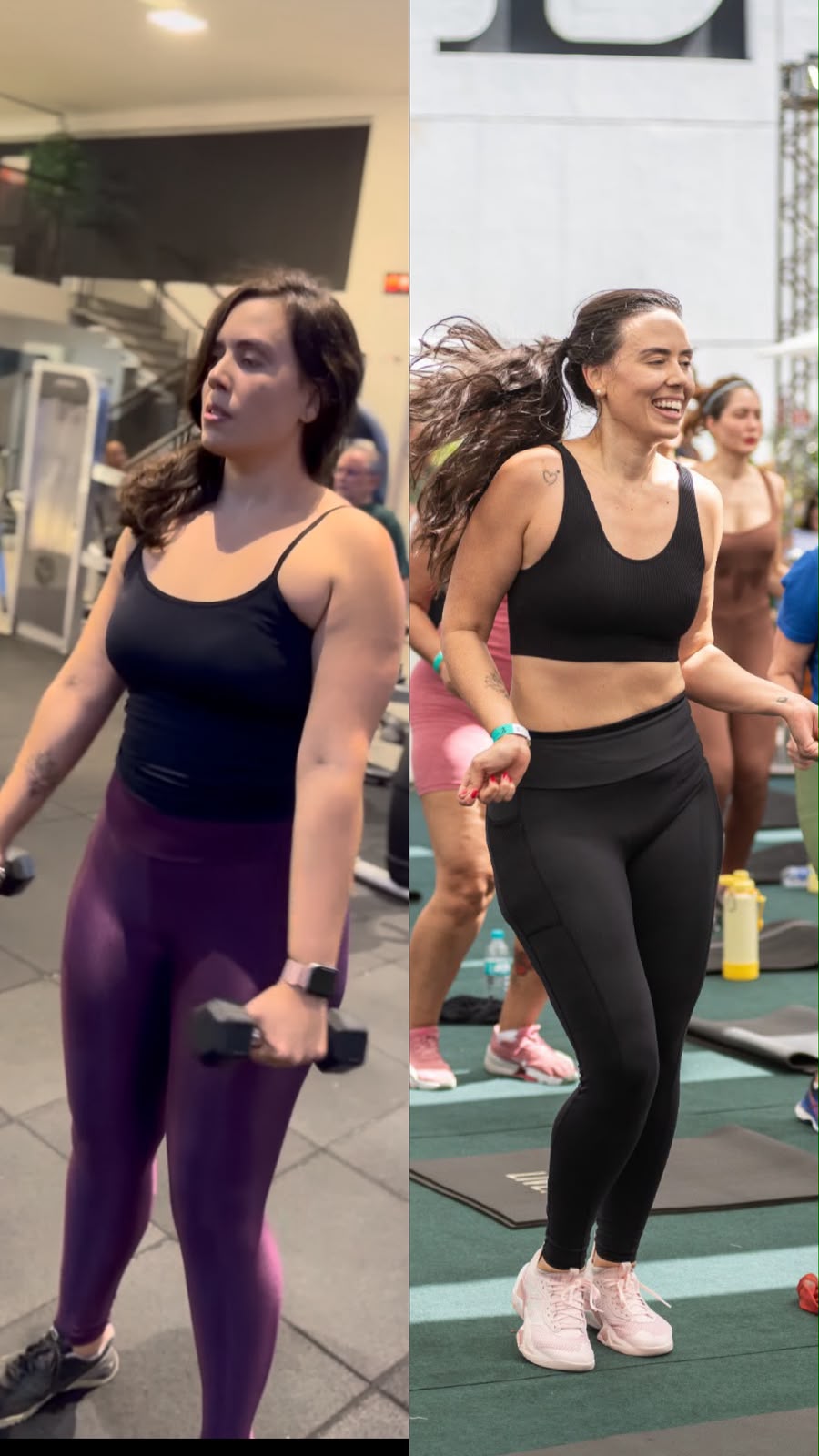 Foto de antes e depois de aluna do desafio